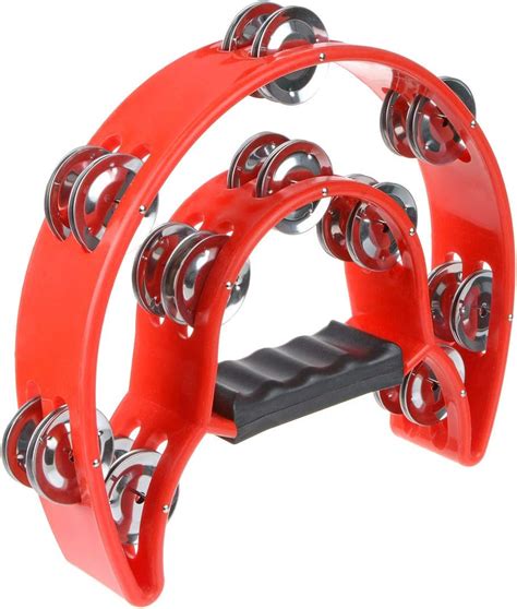 Half Moon Musical Tambourine Double Row Metal Jingles Hand