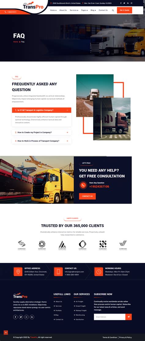 Transpro Transport Logistics Service Html Template