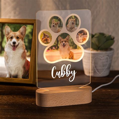 Personalized Pet Dog Portrait Night Light, Dog Cat Night Light Lamp ...