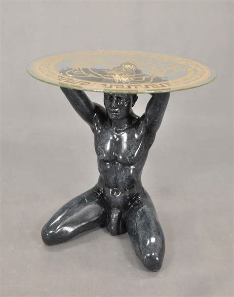 Coffee Table Naked Men Art Deco Classicism Glass Countertop H 51cm Etsy