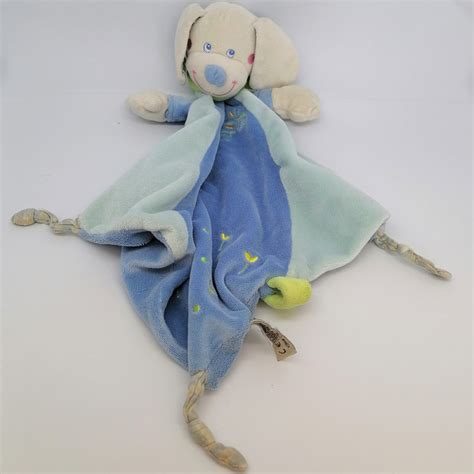 Doudou Plat Chien Bleu Foulard Vert Mots D Enfants