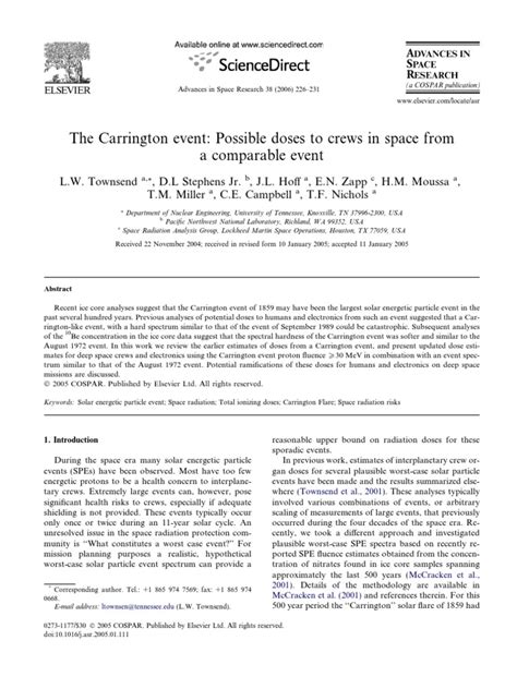 The Carrington Event in 1859 | PDF | Radiation Protection | Absorbed Dose