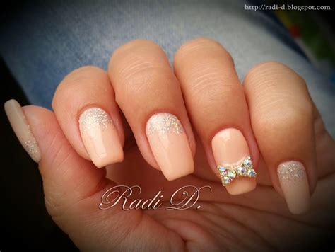It S All About Nails Nude Pink Gel Polish With Glitter And D Bows