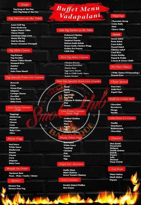 Menu At Smoke Hub Barbeque Velachery Chennai Old No56