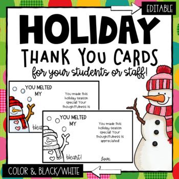 EDITABLE- Christmas Holiday Thank You Notes by TxTeach22 | TPT