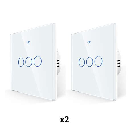 INTERRUPTEUR White 3 Gang X2 Interrupteur Mural WiFi Capteur Tactile