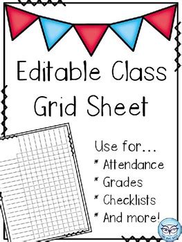 Editable Grade Sheets By The Owl Spot Teachers Pay Teachers