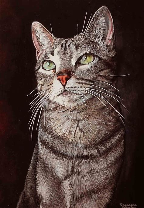 "Lovely". Retrato de gato. Pintura acrílica sobre papel de acuarela ...