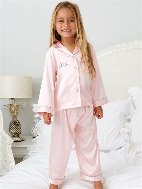 Personalised Girls Mini Pink Satin Pyjamas Lunn Antiques