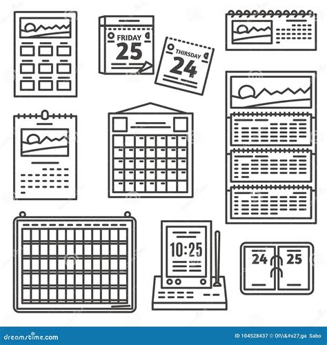 Set Of Calendar Icons Stock Vector Illustration Of Agenda 104528437