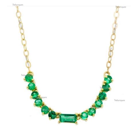 Certified Genuine Emerald Necklace Solid 14k Yellow Gold 045 Etsy Uk