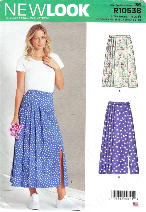 Uncut New Look Sewing Pattern 10538 6659 R10538 Misses Pleated Skirt