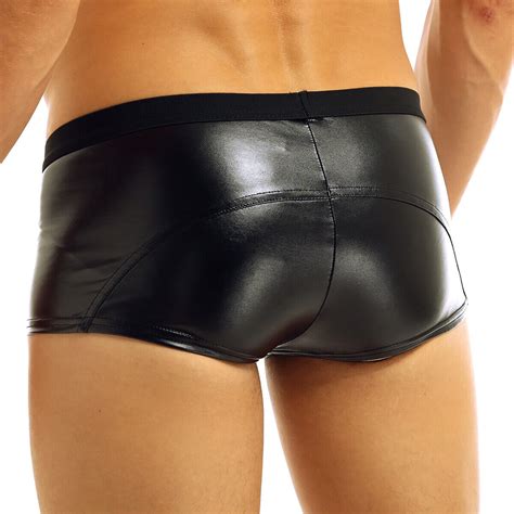 Homme Short en Cuir Verni Sexy de Nuit Boxer Briefs Serré Bas de