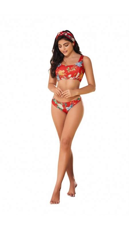 Traje De Baño Dos Piezas Rojo Bali Carol 7114