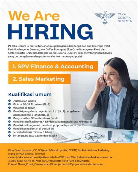 Lowongan Kerja Spv Finance Accounting Sales Marketing Di Pt Taka