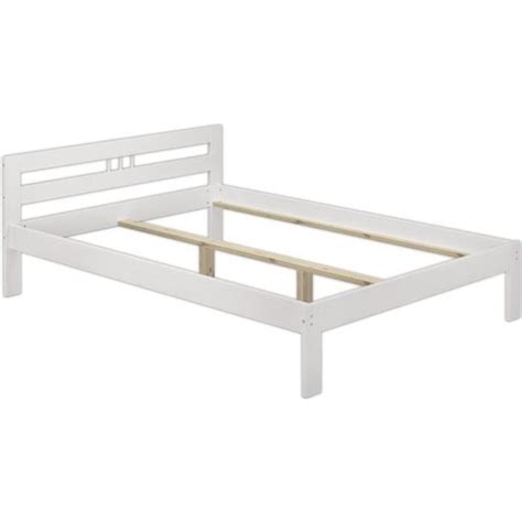 Cadre De Lit Simple En Pin Massif Blanc ERST HOLZ 120x200 Cm Bois