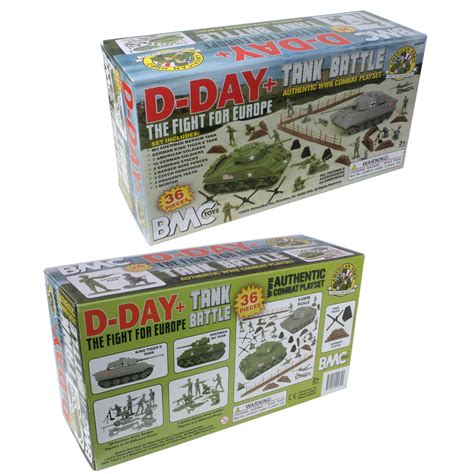 Bmc Ww2 D Day Tank Battle 36pc Plastic Army Men Playset Bmc Toys