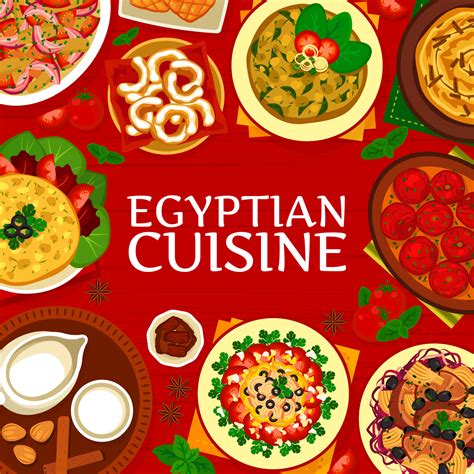 Egyptian cuisine menu cover, Egypt food dishes 24395379 Vector Art at