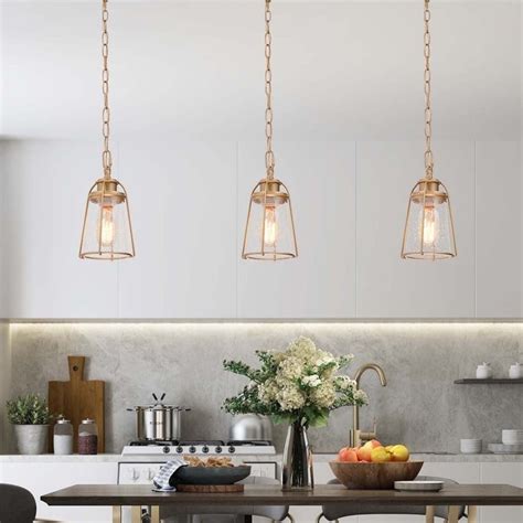 Modern Seeded Gold Kitchen Island Pendant Bubble Glass Lighting Fixture D 4 75 X H 6 5