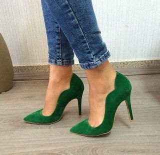 Venta Zapatos Tacon Verde Botella En Stock