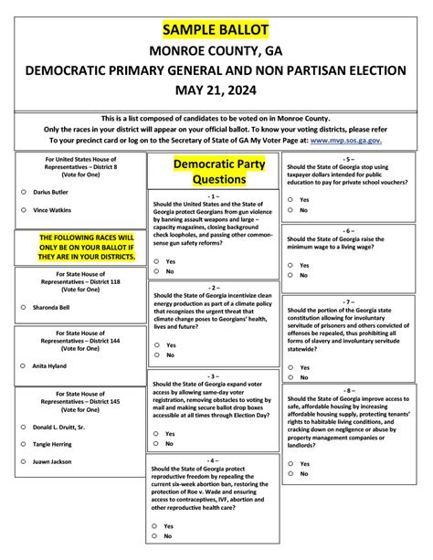 Democratic Sample Ballot for the May 21, 2024 Primary Election – Monroe ...