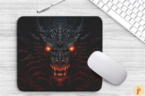 Fantasy Black Dragon Mouse Pad Graphic by Foxmia · Creative Fabrica