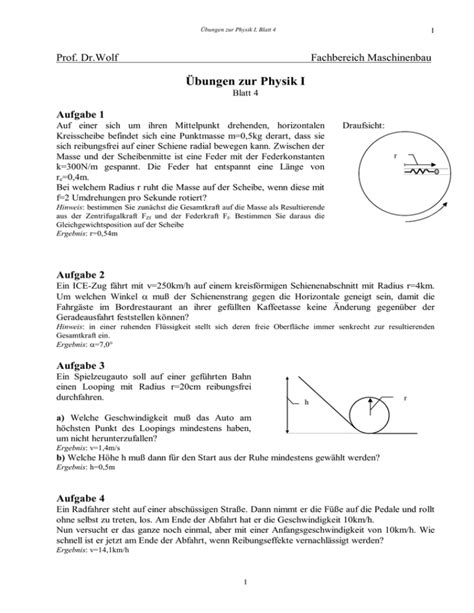 Übungen Zur Physik I