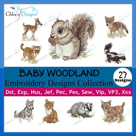 27 Baby Woodland Machine Embroidery Designs Collection PES JE Etsy