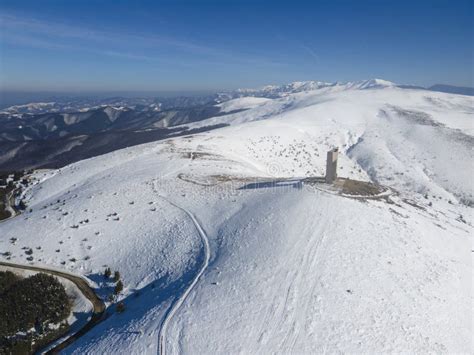 Aerial Winter View of Balkan Mountains Around Beklemeto Pass, Bulgaria ...