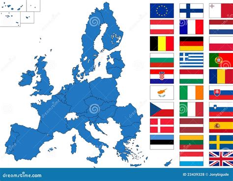 European Union Map With Flags Royalty Free Stock Photos Image