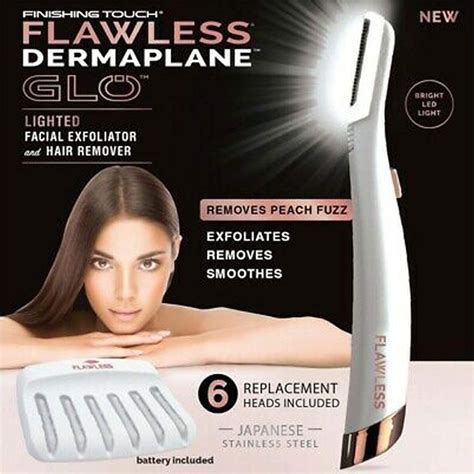 Finishing Touch Flawless Dermaplane Glo Lighted Facial Exfoliator Non