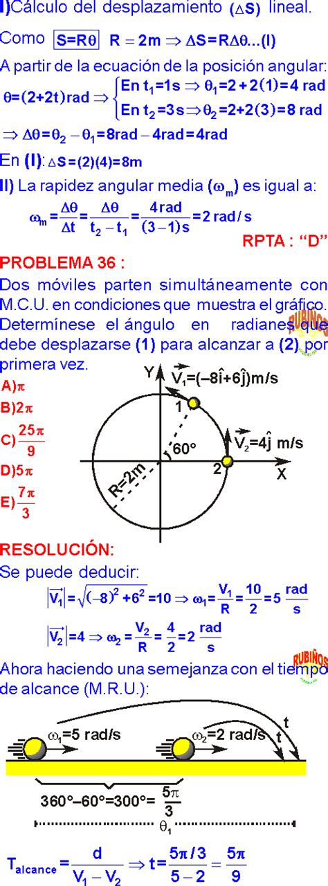 MOVIMIENTO CIRCULAR UNIFORME DE SECUNDARIA EJERCICIOS RESUELTOS MCU