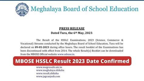 MBOSE HSSLC Result 2023 OUT Check Meghalaya Board 12th Science