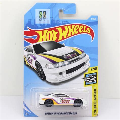 Hot Wheels Custom 01 Acura Integra Gsr White Color Speed Graphic No 5 250 Diecast 1 64 Scale