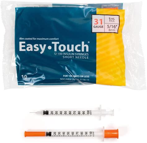 Easytouch U Insulin Syringe With Needle G Cc Inch Mm