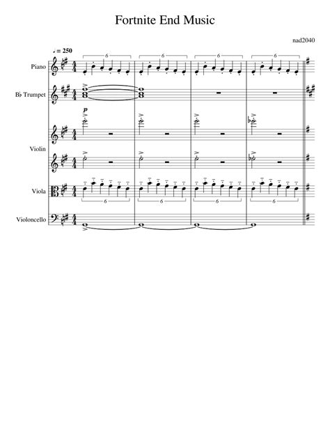 Fortnite End Music Sheet Music For Piano Trumpet In B Flat Violin