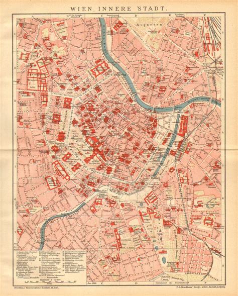 1905 Antique Dated City Map Of Vienna Cartography Map Vienna Map