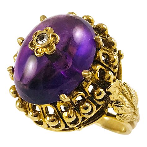 1930s Yellow Gold Diamond and Amethyst Bishops Ring at 1stDibs | solid