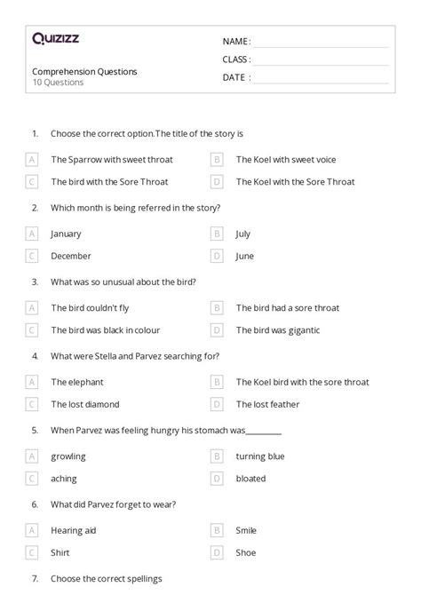 50 Comprehension Questions Worksheets For 1st Class On Quizizz Worksheets Library