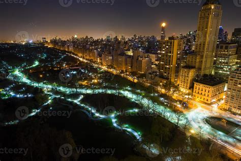 New York City Central Park panorama aerial view at dark night 17707094 ...