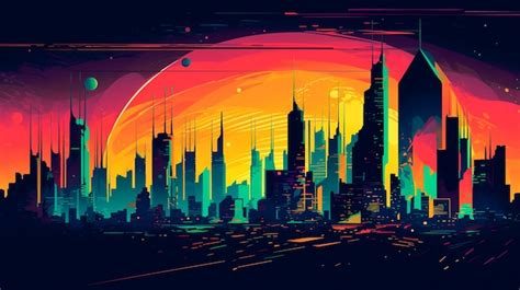 Premium Photo | Pop art of a futuristic city digital art illustration ...