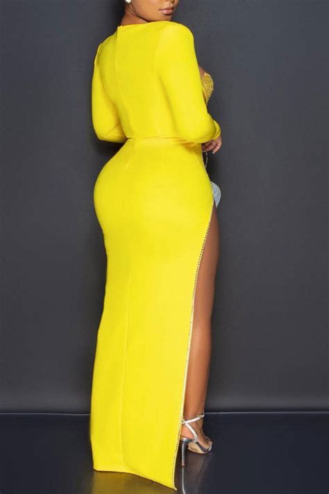 Wholesale Red Sexy Solid Patchwork See Through Hot Drill V Neck Long Sleeve Two Pieces K