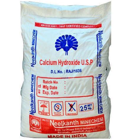 Calcium Hydroxide USP 25 Kg Packaging Type PP Bag ID 16297605730