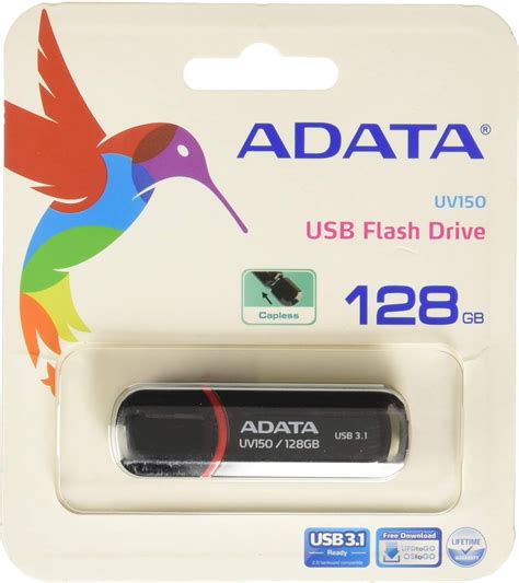 ADATA UV150 128 GB USB 3 0 Snap On Cap Flash Drive Preto AUV150 128G