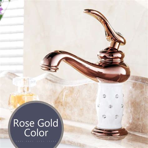 Luxury Basin Faucets Brass With Diamond Bathroom Faucet Gold Mixer Tap Single Handle Hot Cold