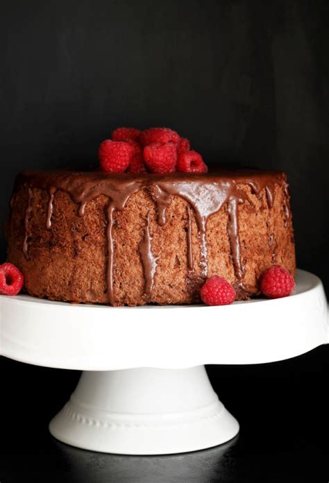 Chocolate Angel Food Cake With Ganache Glaze