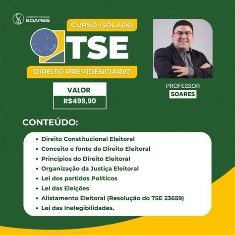 DIREITO ELEITORAL PARA TSE TRE ISOLADO Professor Soares