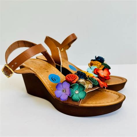 Mariella Shoes Mariella Genuine Leather 3d Floral Wedge Sandals Made In Italy Poshmark