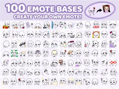 Emote Base MEGA Bundle 100 Custom Chibi Emote DIY Pack Template For