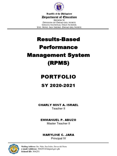 Results Based Performance Management System Rpms Portfolio Pdf